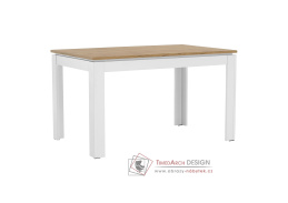 VILGO, jídelní stůl rozkládací 135-184x86 cm, bílá / dub wotan