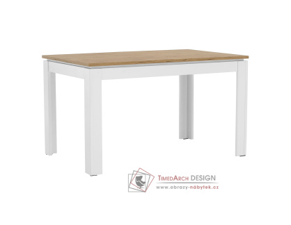 VILGO, jídelní stůl rozkládací 135-184x86 cm, bílá / dub wotan