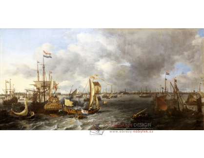 A-1253 Ludolf Bakhuizen - Pohled na Amsterdam s loděmi
