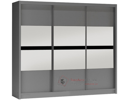 BATUMI, šatní skříň s posuvnými dveřmi 250cm, grafit / zrcadla