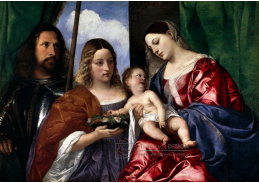 Tizian - Madona s dítětem, svatou Dorotou a svatým Jiřím