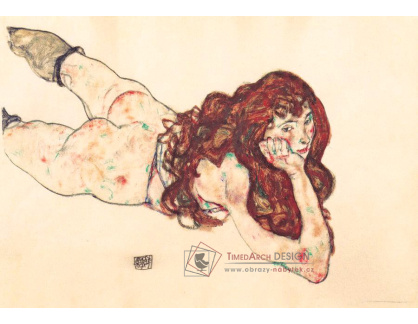 VES 9 Egon Schiele - Nahá žena ležící na břiše