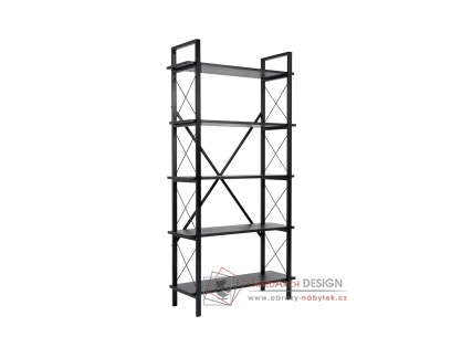 ELYSIAN, policový regál, černá / černé dřevo