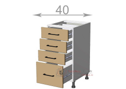 dolní skříňka se zásuvkami š.40, v.82, Horizon LD31S4082, bílá/ořech tmavý