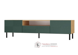 KARIS 160-K, televizí stolek 2-dveřový se zásuvkou, dub artisan / zelená