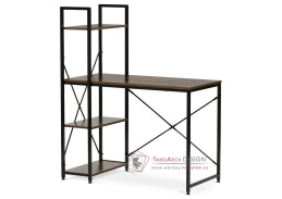 GD-512 OLW, pracovní stůl s regálem, černá / staré dřevo