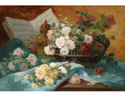 SO XIII-172 Eugene Henri Cauchois - Květinové zátiší s růžemi v misce