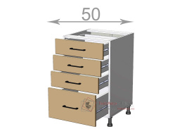 dolní skříňka se zásuvkami š.50, v.82, Kaiser LD31S5082, bílá/bílý lesk