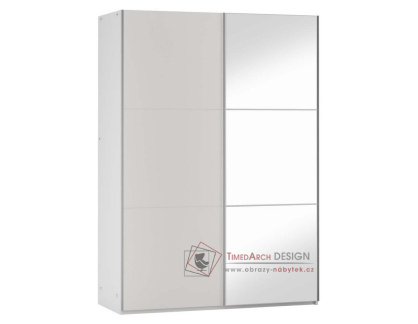 VALERINE, šatní skříň s posuvnými dveřmi 150cm, platinum / zrcadlo