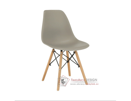 CINKLA 3 NEW, jídelní židle, buk / plast teple šedý