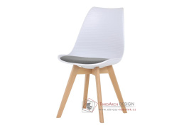 CT-X7056 GREY, jídelní židle, buk / plast bílý / látka šedá