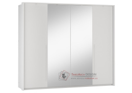 BREMA, šatní skříň s křídlovými dveřmi 255cm, bílá / zrcadla