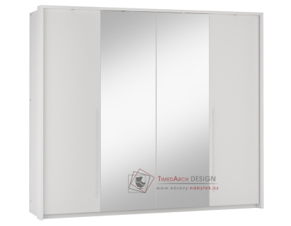 BREMA, šatní skříň s křídlovými dveřmi 255cm, bílá / zrcadla