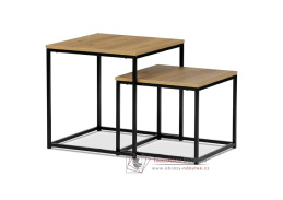AF-076 OAK, odkládací stolek - sada 2ks,  černý lak / dub divoký