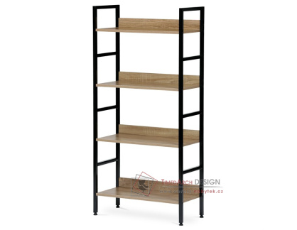 GD-314 OAK, regál 4-policový, černý lak / dub sonoma