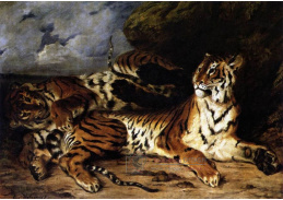 VEF 01 Eugene Ferdinand Victor Delacroix - Studie dvou tygrů