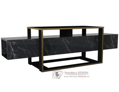 BENDIGO, televizní stolek, černá / marble