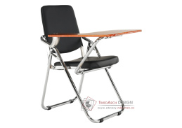 SONER, konferenční židle, chrom / ekokůže černá / přírodní