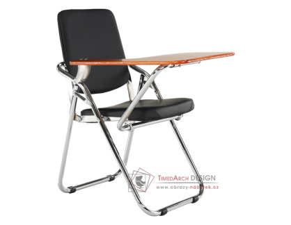 SONER, konferenční židle, chrom / ekokůže černá / přírodní