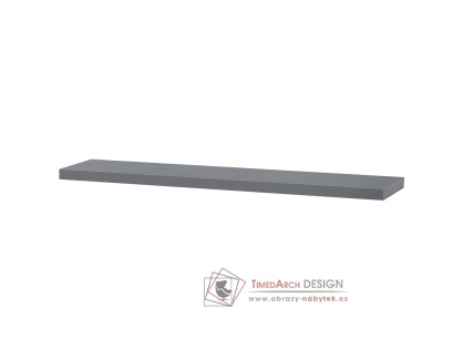 P-002 GREY, nástěnná polička 120cm, vysoký lesk šedivý