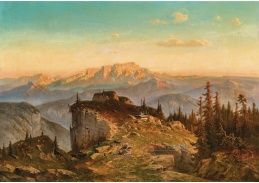 A-8396 Joseph Mayburger - Pohled na Hoher Göll při západu slunce