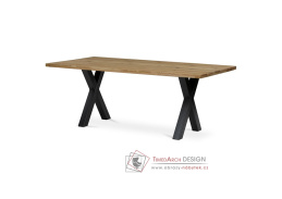 DS-X200 DUB, jídelní stůl 200x100cm, černý lak / dubový masiv