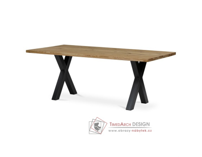 DS-X200 DUB, jídelní stůl 200x100cm, černý lak / dubový masiv