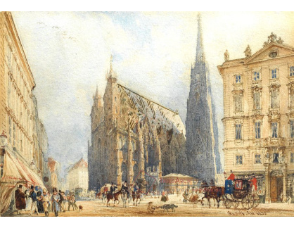 KO VI-327 Rudolf von Alt - Stephansplatz ve Vídni s katedrálou