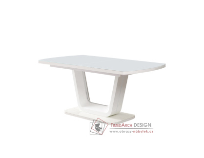 OLAV, jídelní rozkládací stůl 160-200x90cm, bílý lesk