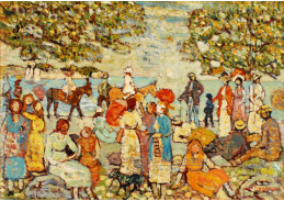 D-7452 Maurice Brazil Prendergast - Plážová scéna s mezky