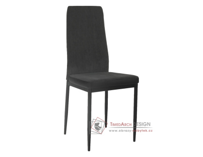 ENRA, jídelní židle, černá / ekokůže + látka tmavě šedá