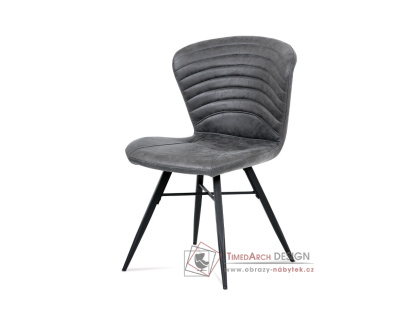 HC-442 GREY3, jídelní židle, černá / látka šedá vintage