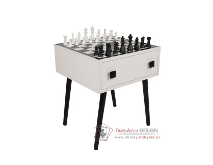CHESSO, šachový stolek, černá / bílá