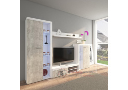 RIZO, obývací stěna, bílá / beton