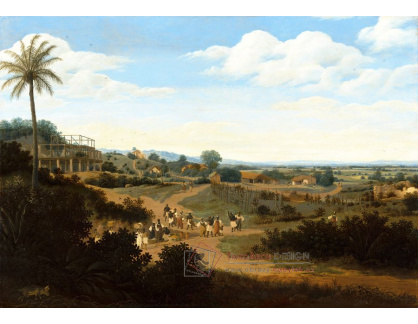 A-2089 Frans Post - Brazilská krajina s domy a postavami