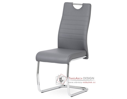 DCL-418 GREY, jídelní židle, chrom / ekokůže šedá