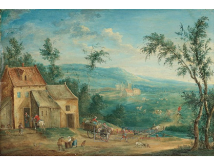 SO VIII-414 Joseph van Bredael - Říční krajina s mostem a stavením 