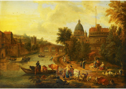 KO IV-421 Matthijs Schoevaerdts - Pohled na Tiber s Castel Sant Angelo
