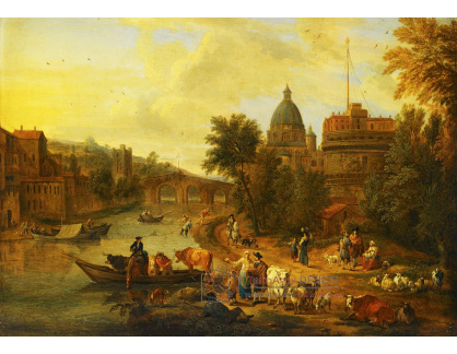 KO IV-421 Matthijs Schoevaerdts - Pohled na Tiber s Castel Sant Angelo