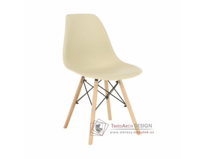 CINKLA 3 NEW, jídelní židle, buk / plast capuccino-vanilka