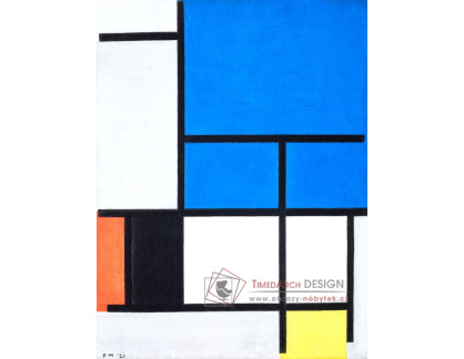 A-4662 Piet Mondrian - Kompozice s modrou, červenou, černou, žlutou a šedou