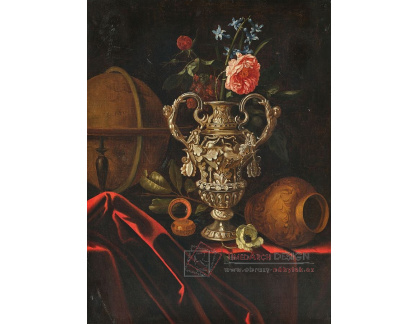 A-8872 Pieter Van Roestraten - Zátiší s květinami ve stříbrné nádobě