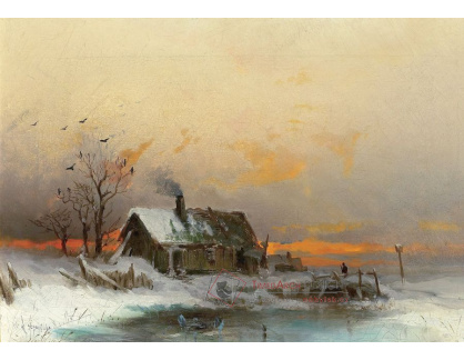 SO IV-248 Vilhelm von Gegerfelt - Večerní zimní krajina s domem u řeky