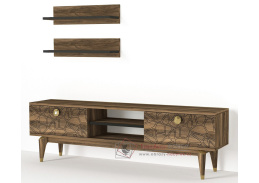 BENITO, televizní stolek 2-dveřový s poličkami, ořech