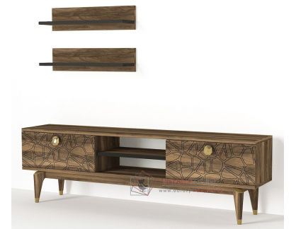 BENITO, televizní stolek 2-dveřový s poličkami, ořech