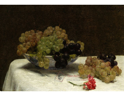 A-2152 Henri Fantin-Latour - Zátiší s hrozny a karafiátem