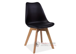 KRIS, jídelní židle, dub / černý plast / ekokůže černá