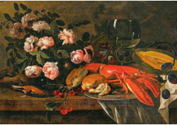 SO XVI-33 Adriaen de Gryeff - Zátiší s humrem a růžemi ve váze