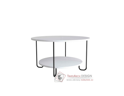 CYPRIA, konferenční stolek pr. 80cm, černá / bílá