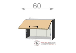 horní výklopná skříňka š.60, v.36, Kaiser W6036, bílá/bílý mat
